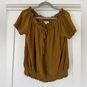 Madewell Mustard Brown Short-Sleeve Peasant Blouse